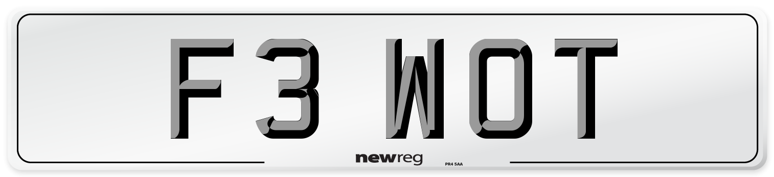 F3 WOT Number Plate from New Reg